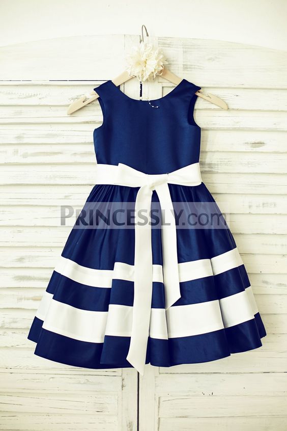 Navy Blue Flower Girl Dress