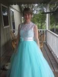 Customer picture for Lace Tulle Bridesmaid Dress Prom Dress Blue Tulle Ball Gown Dress