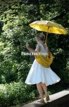 Customer picture for Vintage Ivory Lace Yellow Taffeta Bridesmaid Dress knee Short Length