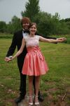 Customer picture for Coral Lace Taffeta Bridesmaid Dress in knee Short Length