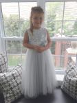 Customer picture for Silver Sequin Gray Tulle Flower Girl Dress 