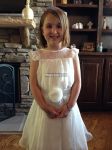 Customer picture for Navy Blue/Ivory/Blush Pink/Grey Lace Chiffon Flower Girl Dress with Cap Sleeves 