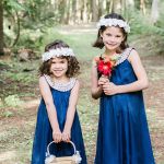 Customer picture for Boho Beach Navy Blue Chiffon Flower Girl Dress with pearl beaded neck