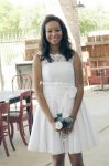 Customer picture for V Back Ivory Lace /Grey Taffeta Tea Length Short Bridesmaid Dress 