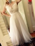 Customer picture for Sheer See Through  Ivory Lace Tulle Wedding Dress 