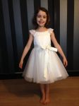 Customer picture for Ivory Lace Cap Sleeves Tulle Flower Girl Dress with ivory sash