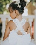 Customer picture for Princess Cross Back Ivory Lace Ruffle Tulle Skirt Flower Girl Dress with big bow