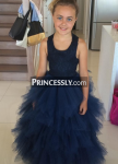 Customer picture for Backless Navy Blue Lace Ruffle Tulle Skirt Flower Girl Dress