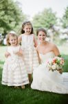 Customer picture for Ivory Satin Tulle Stripes Flower Girl Dress with big bow