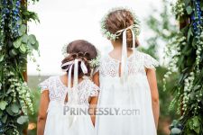 Customer picture for Boho Beach Lace Cap Sleeves Ivory Chiffon Flower Girl Dress