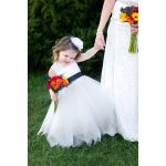 Customer picture for Keyhole Ivory Lace Tulle Wedding Flower Girl Dress/Navy Blue Sash