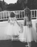 Customer picture for Ivory Lace Tulle Wedding Flower Girl Dress with Keyhole Back/Champagne Bow Belt