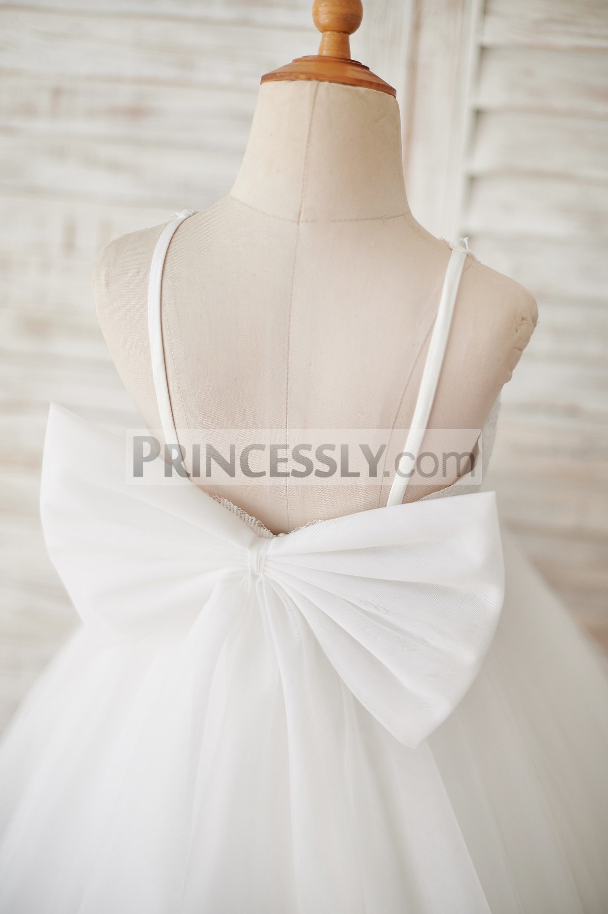 Princessly.com-K1003876-Ivory Lace Tulle Spaghetti straps Halter Neck Wedding Flower Girl Dress with Bow-31