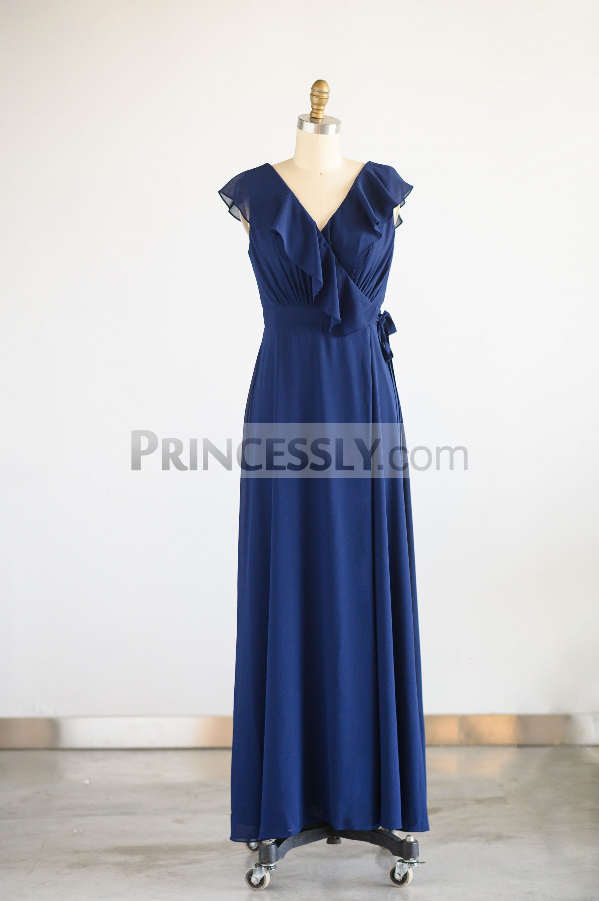 Princessly.com-K1003979-Navy Blue Chiffon Wrap Wedding Bridesmaid Dress-31