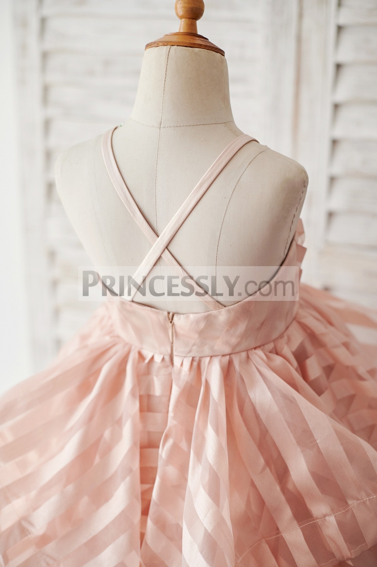 Princessly.com-K1003885-Peach Pink Stripe Organza Spaghetti Straps Wedding Flower Girl Dress-31