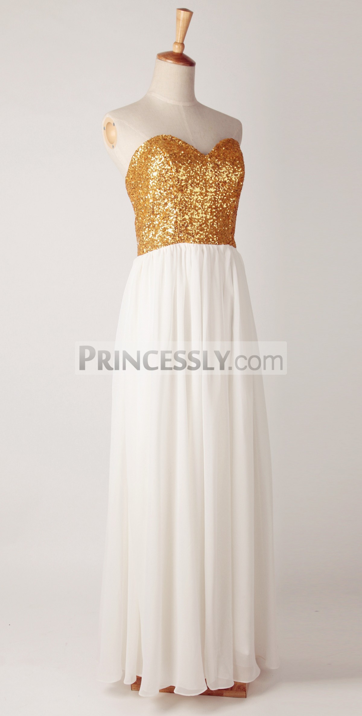 Princessly.com-K1000254-Strapless Sweetheart Gold Sequin Ivory Chiffon Long Bridesmaid Dress-33