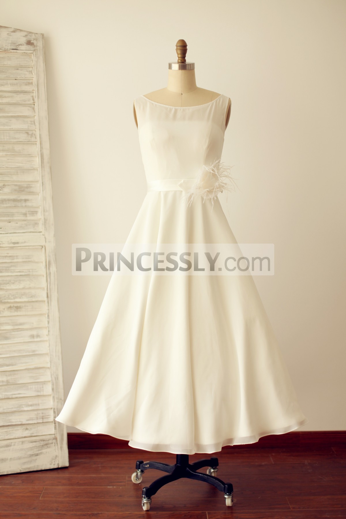 Princessly.com-K1003276-A Line Scoop Neck Chiffon Short Tea Length Wedding Dress-31