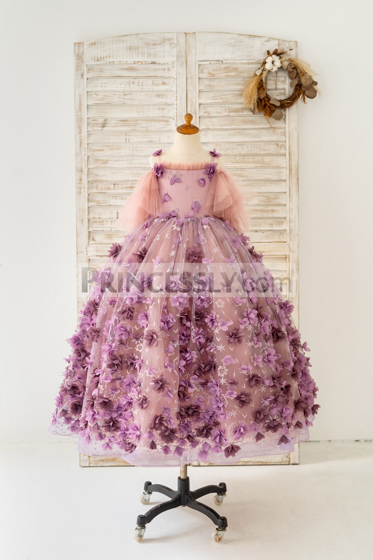 Princessly.com-K1004183-3D Purple Lace Flower Tulle Wedding Flower Girl Dress Kids Party Dress Photography Dress-31