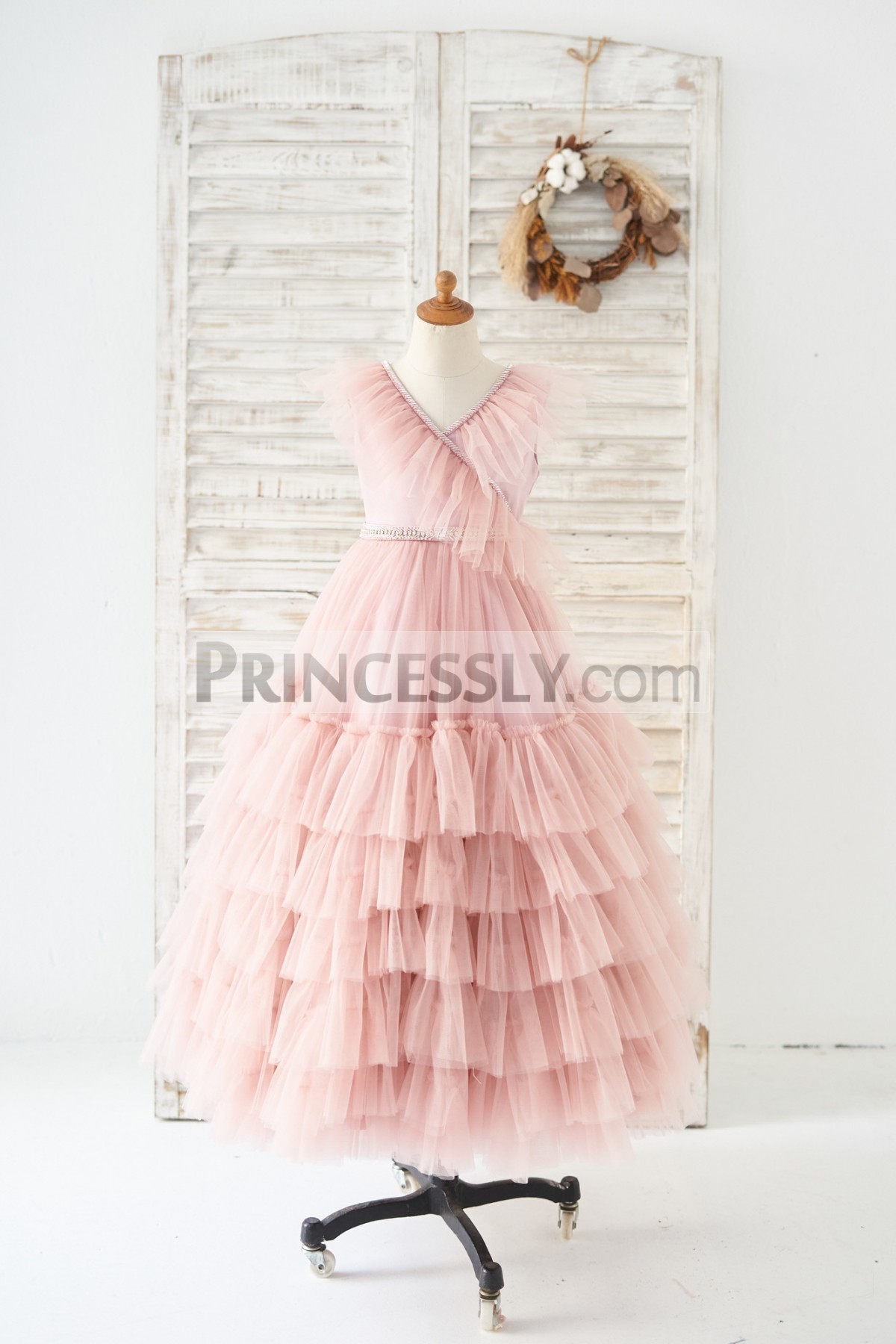 Princessly.com-K1004179-V Neck Mauve Tulle Cupcake Wedding Flower Girl Dress Kids Party Dress-31