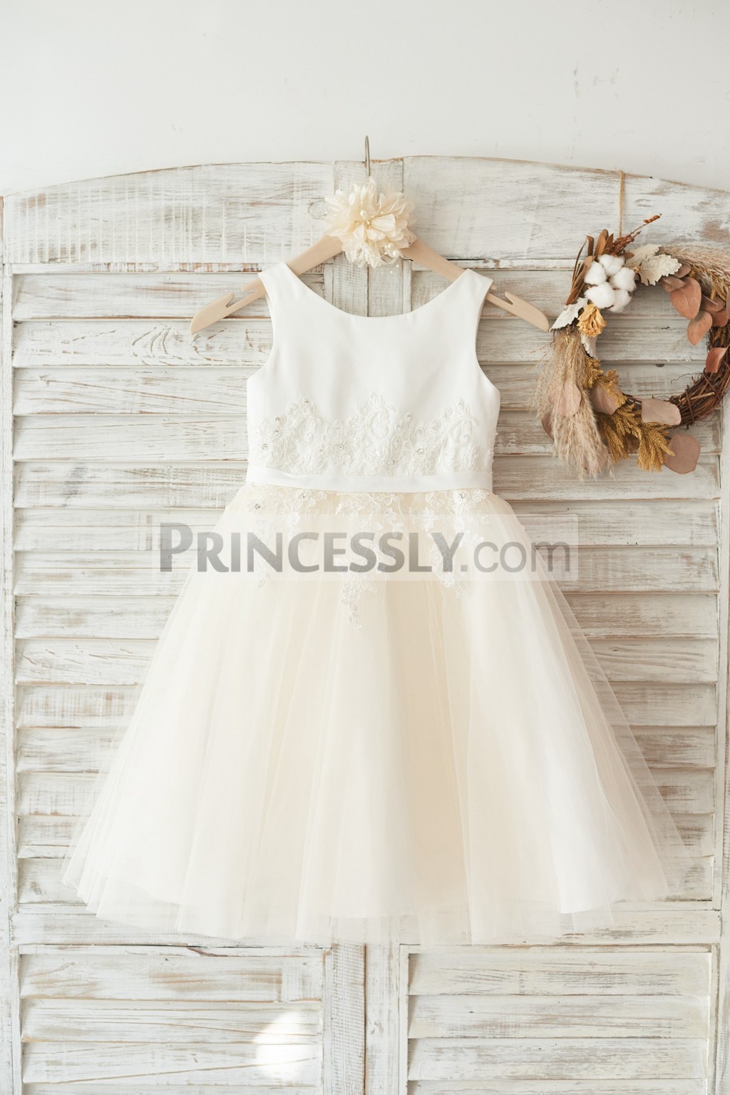 Princessly.com-K1003451-Ivory Satin Champagne Tulle Wedding Flower Girl Dress with Ivory Beaded Lace-31