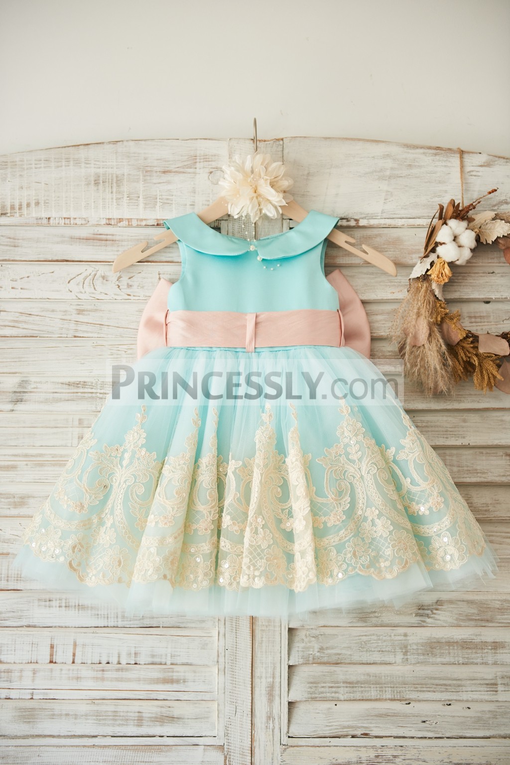 Princessly.com-K1003506-Light Blue Satin Tulle Lace Wedding Flower Girl Dress with Blush Pink Belt/Bow-31