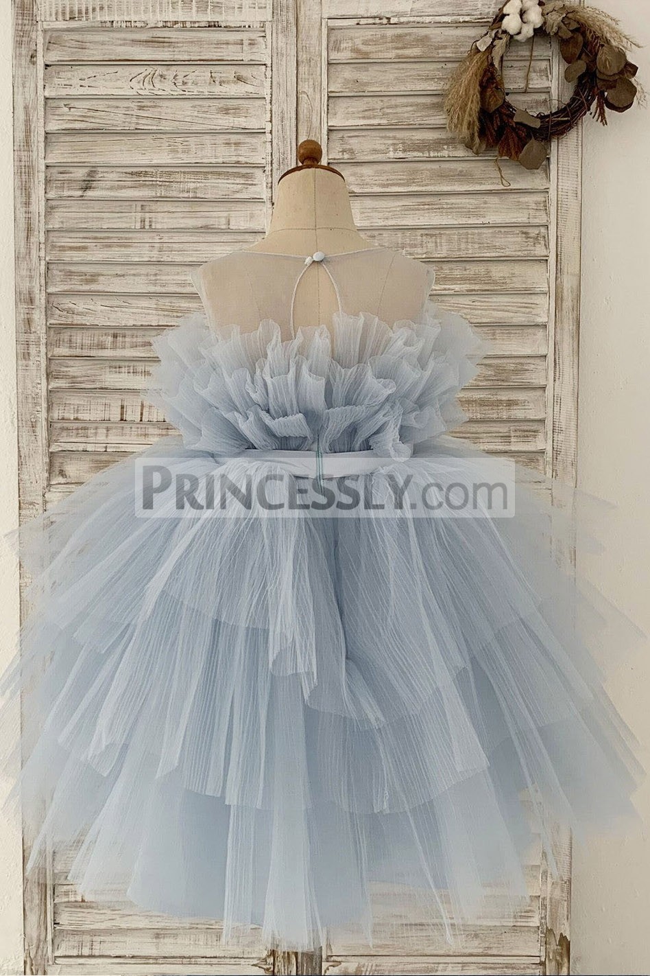 Princessly.com-K1004166-Sheer Neck Pleated Blue Tulle Wedding Flower Girl Dress Kids Party Dress-36
