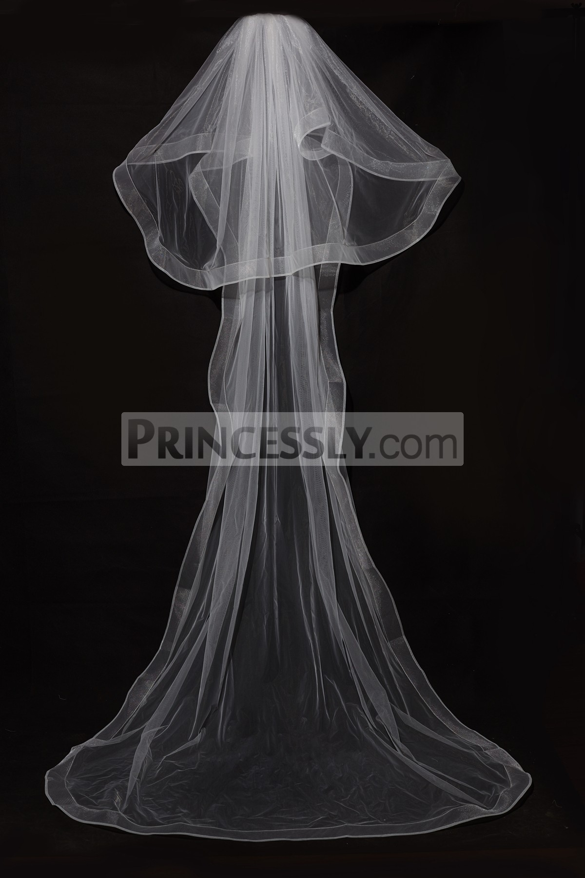 Princessly.com-K1000330-2 Layers Horsehair Trim Simple Wedding Veil-31