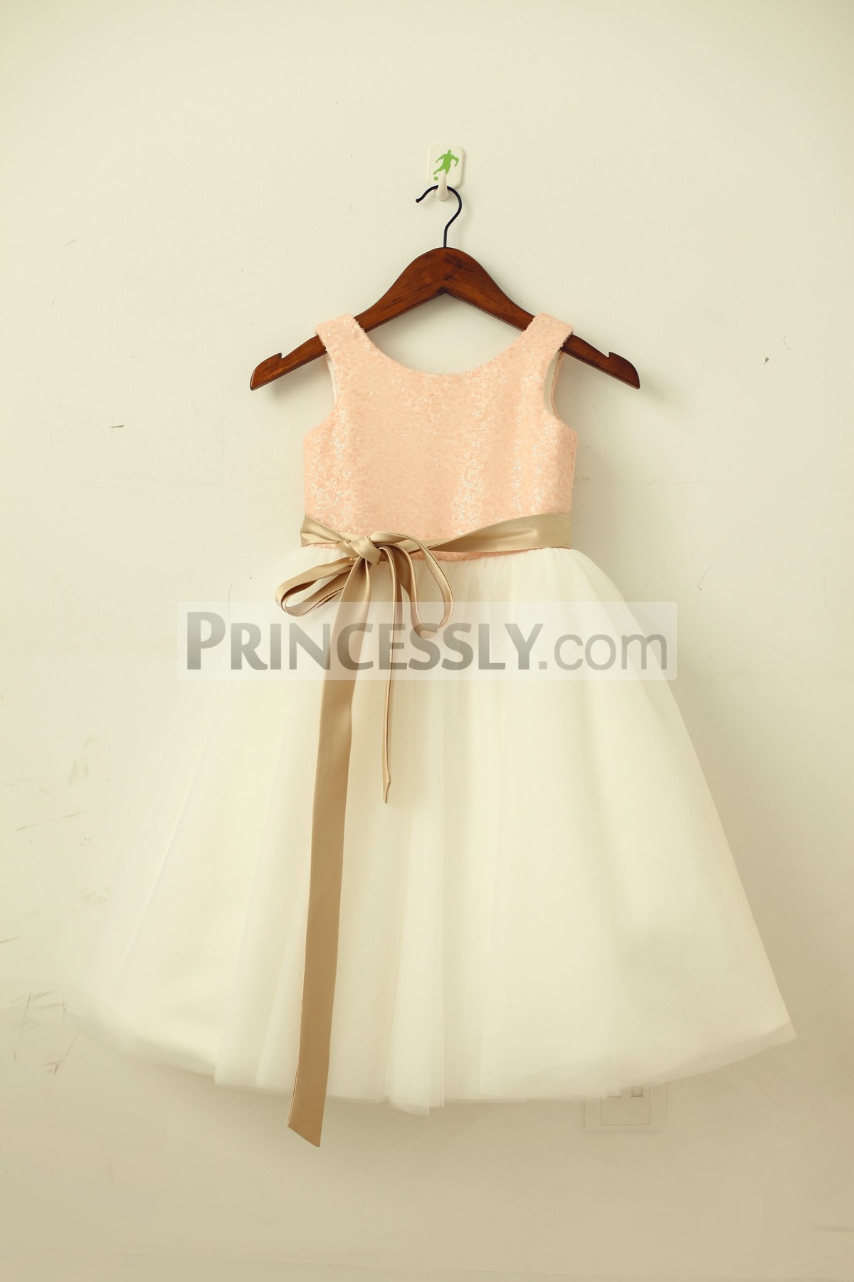 Princessly.com-K1003203-Blush Pink/Gold Sequin Ivory Tulle Flower Girl Dress with navy/champagne sash-31