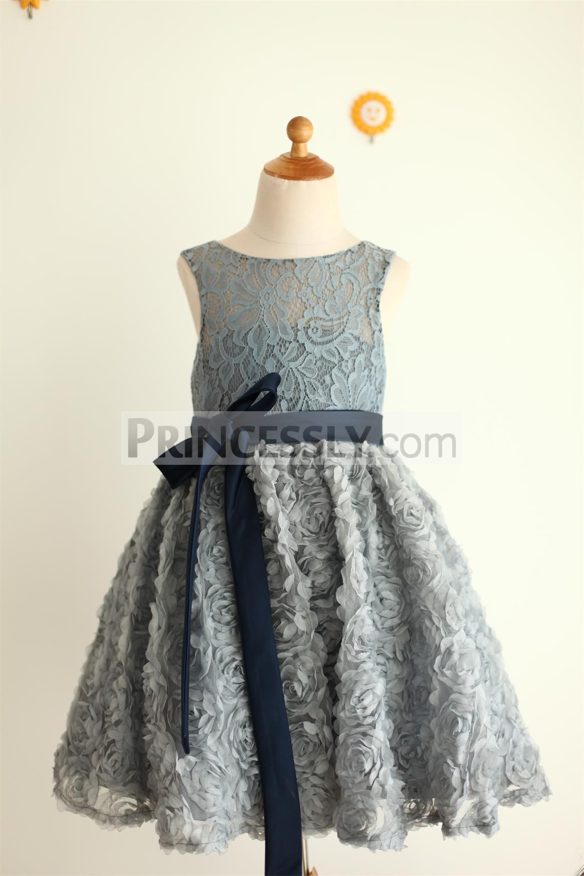 Princessly.com-K1000041-Gray Lace Rosette Keyhole Back Flower Girl Dress-31