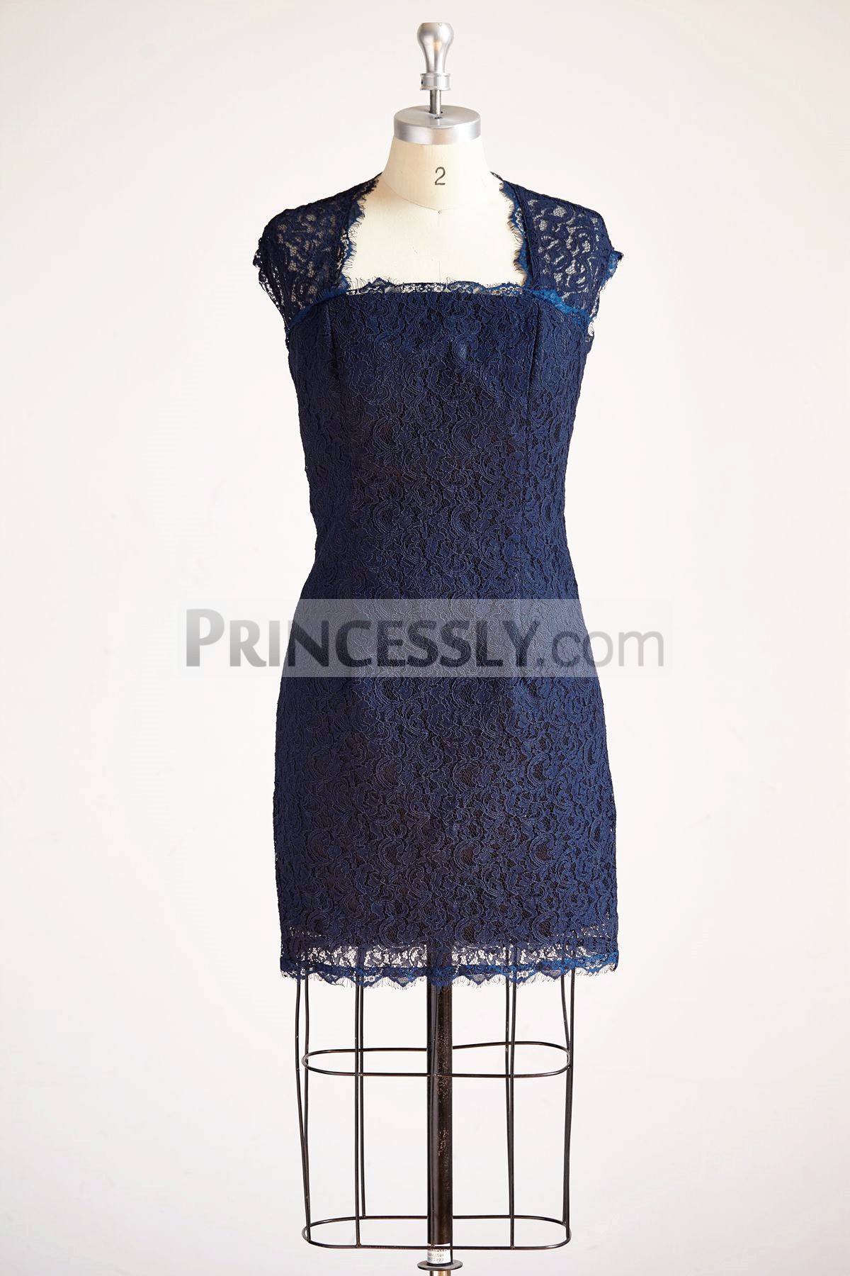 Princessly.com-K1000312-Navy Blue Keyhole Back Lace Short Knee Length Wedding Mother Dress-31