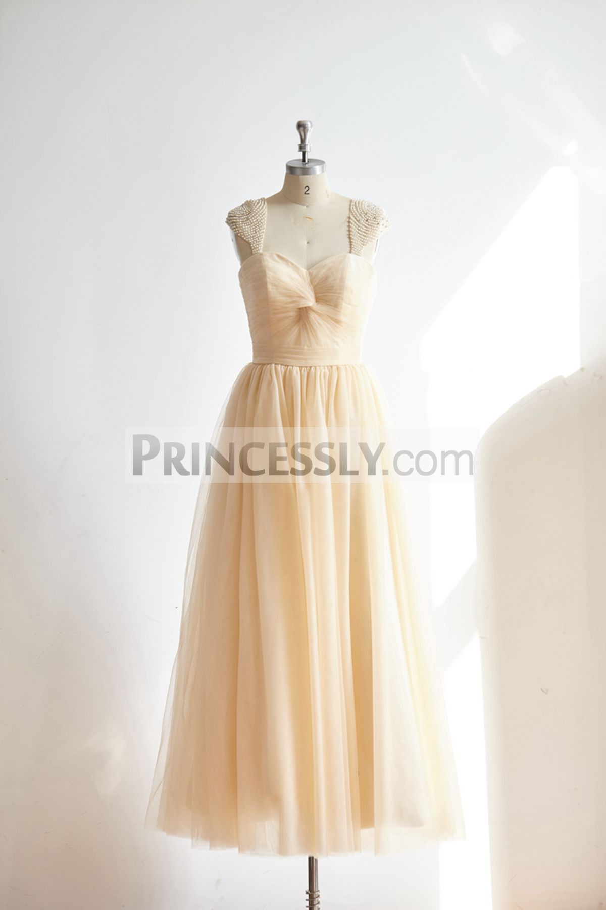 Princessly.com-K1000319-Sweetheart Champagne Tulle Pearl Cap Sleeves Long Prom Party Dress-31