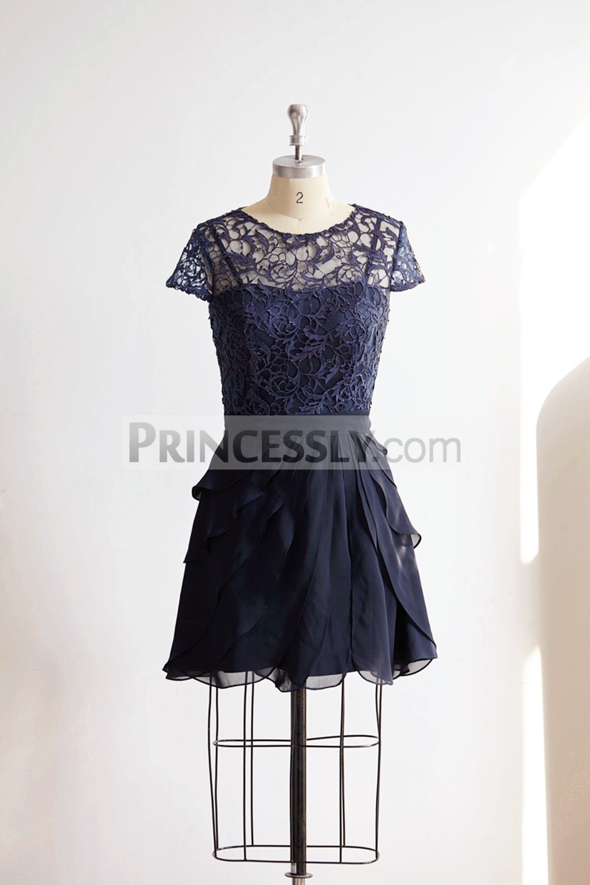 Princessly.com-K1000323-Navy Blue Cap Sleeves Lace Chiffon Wedding Bride Short Mother Dress-31