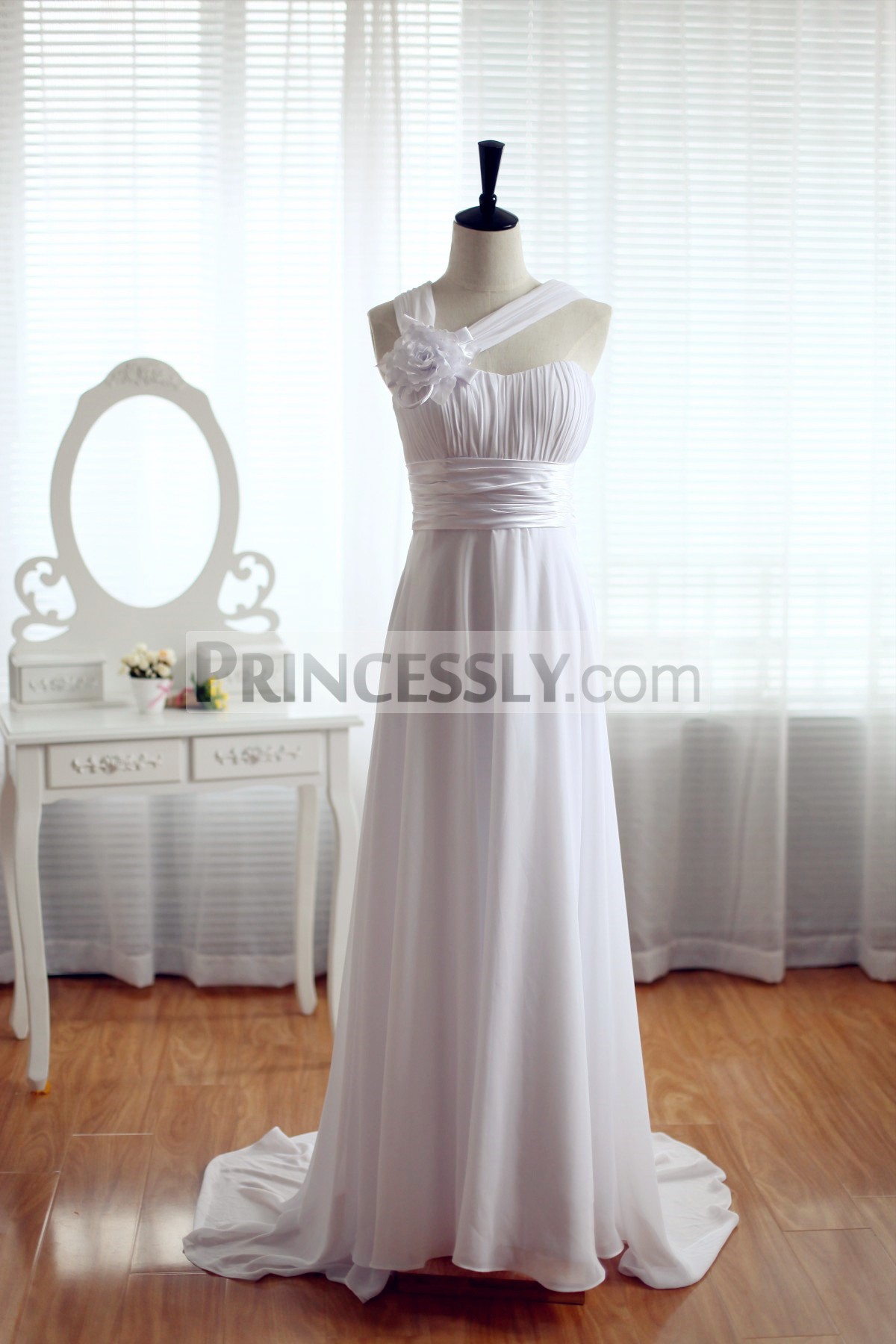 Princessly.com-K1001932-One Shoulder Beach Wedding Dress Chiffon Bridesmaid Dress Prom Dress-31