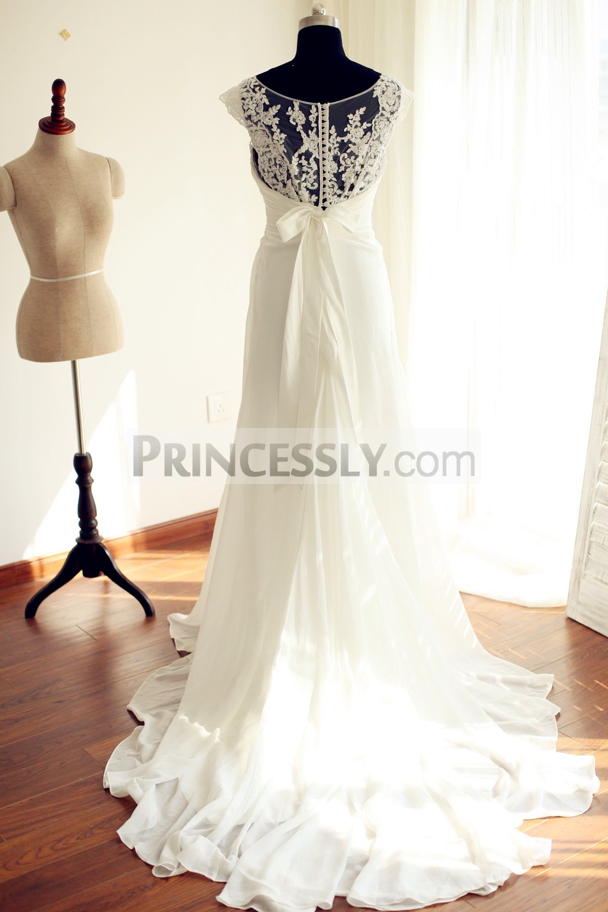 Princessly.com-K1000238-Cap Sleeves Ivory Lace Beaded Chiffon Wedding Dress-32