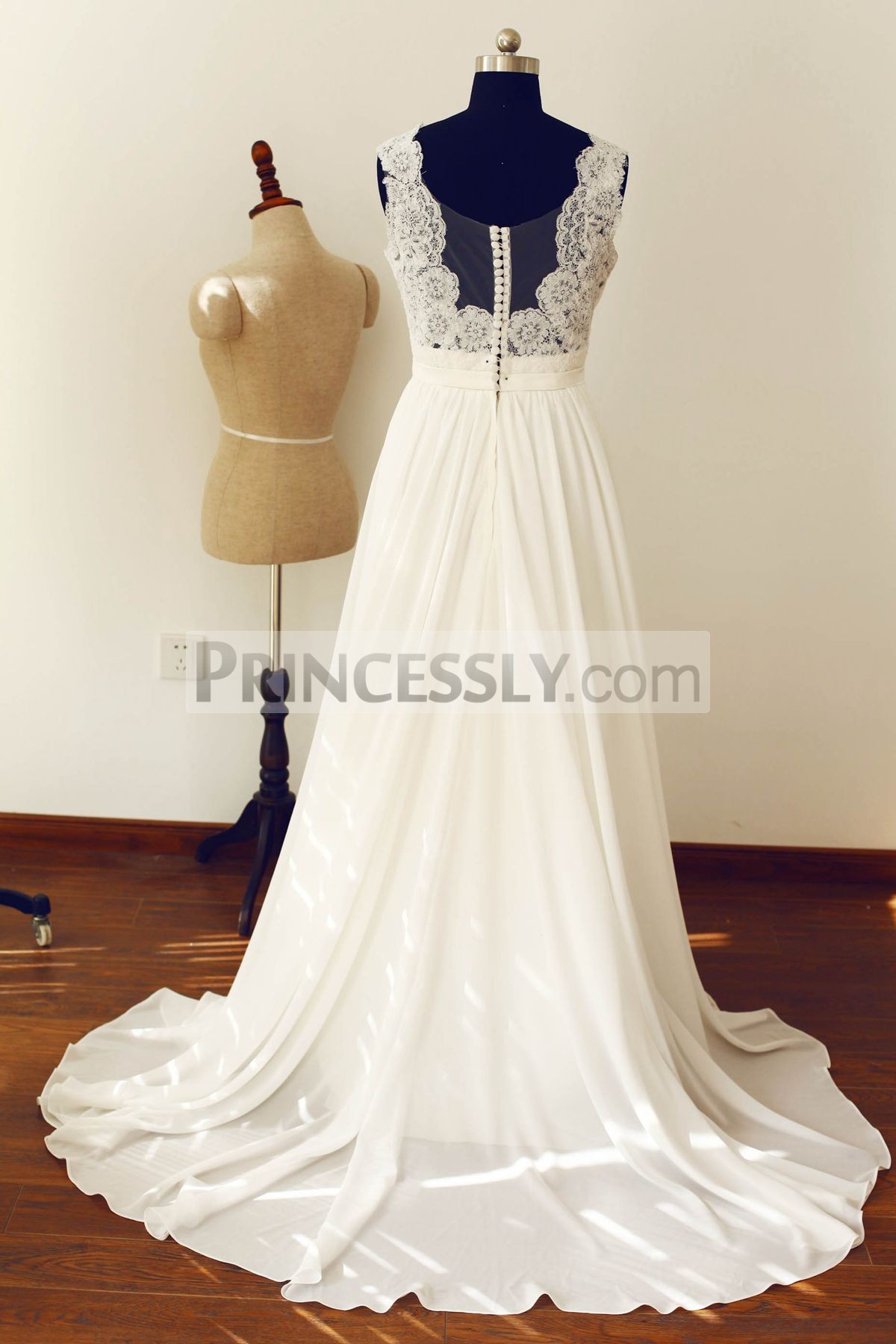 Princessly.com-K1000241-Deep V Neck Ivory Lace Chiffon Wedding Dress-32