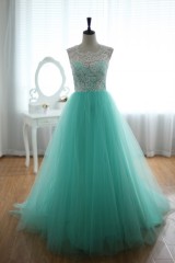 Lace Tulle Bridesmaid Dress Prom Dress Blue Tulle Ball Gown Dress