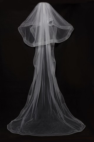 2 Layers Horsehair Trim Simple Wedding Veil 