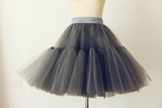 Grey Tulle Skirt/Short Woman Skirt 
