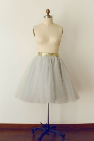 Grey Tulle Sequin Skirt/Short Woman Skirt 