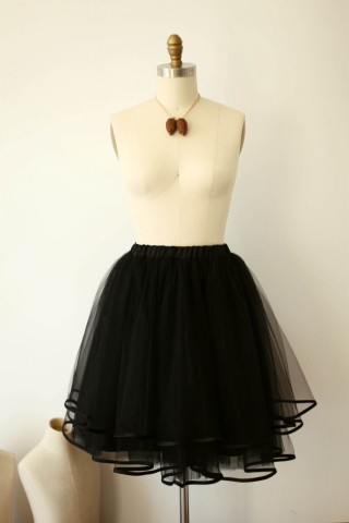 Black Tulle Satin Edge Skirt/Short Woman Skirt 