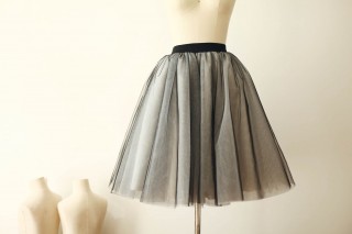 Black Tulle Ivory Lining TUTU Skirt/Short Women Skirt