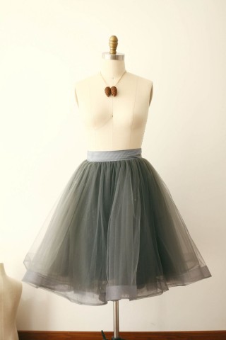 Silver Gray Tulle Skirt/Short Woman Skirt 