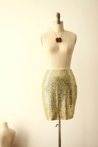 Gold Sequin Fitted Skirt/Short Women Skirt 