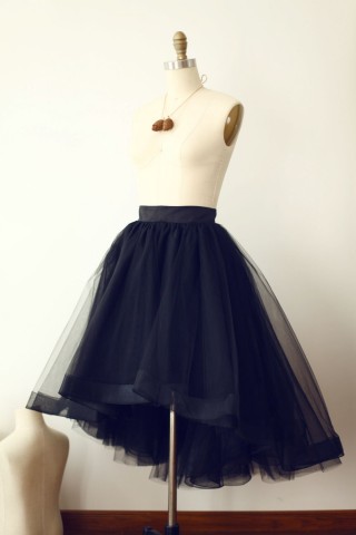 Black Tulle High Low Tulle Skirt/Short Woman Skirt 