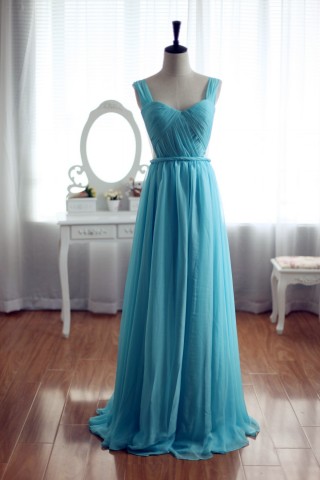 Sage Blue Chiffon Bridesmaid Dress Prom Dress 