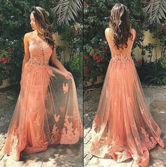 Princessly.com-K1004090-Sexy Pink Lace Tulle V Back Wedding Prom Evening Party Dress-20
