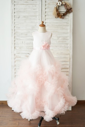 Princessly.com-K1004051-Pink Satin Tulle Keyhole Back Ruffles Wedding Flower Girl Dress-20