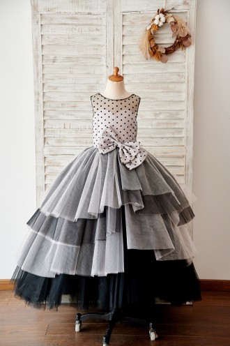 Princessly.com-K1003971-Black Polka Dots Tulle Corset Back Ball Gown Cupcake Wedding Flower Girl Dress-20