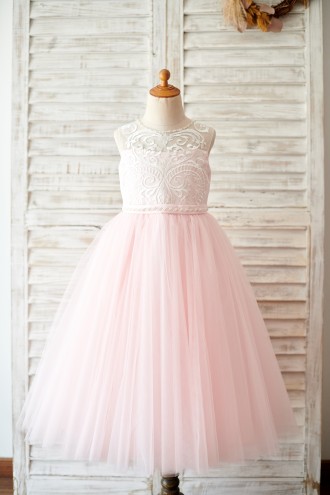 Princessly.com-K1003813-Princess Keyhole Back Ivory Lace Pink Tulle Wedding Flower Girl Dress-20