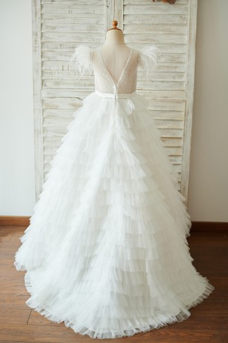 Princessly.com-K1003921-Ivory Tulle Cap Sleeves V Back Cupcake Wedding Flower Girl Dress with Train-20